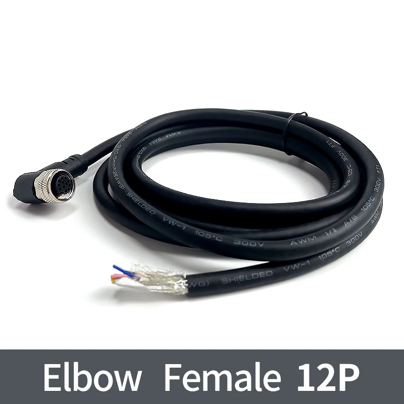 2 Meter M12-Sensor-Stecker, wasserdichter Kabelstecker, männlich und weiblich, 4, 5, 8, 12-polig, PVC, integrierte Spritzguss-M12-Stecker: Gelb / Unter 5 Stücke