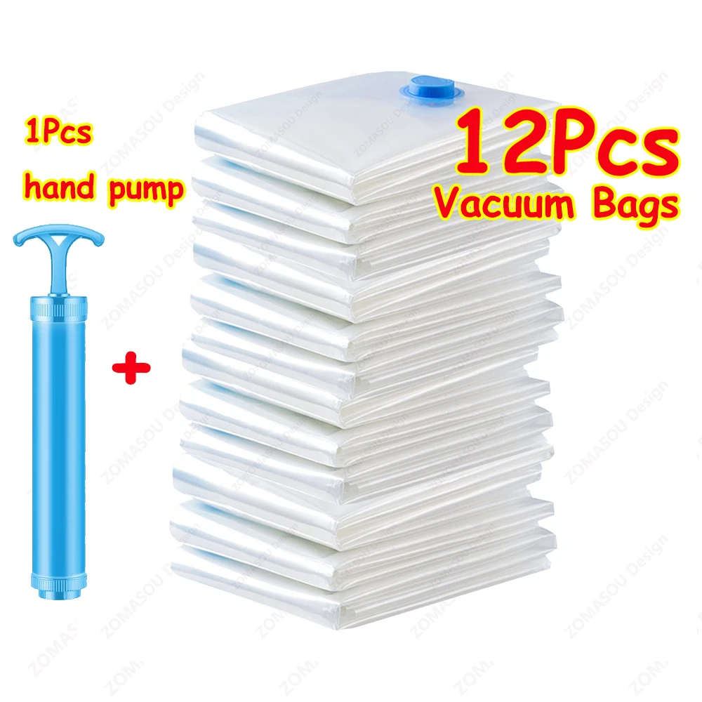 1-24Pcs Vacuum Storage Bags Vacuum Seal Bag Reusable Space Saving Bags Folding Compressed Organizer Bag For Clothes Bedding: M / Orange