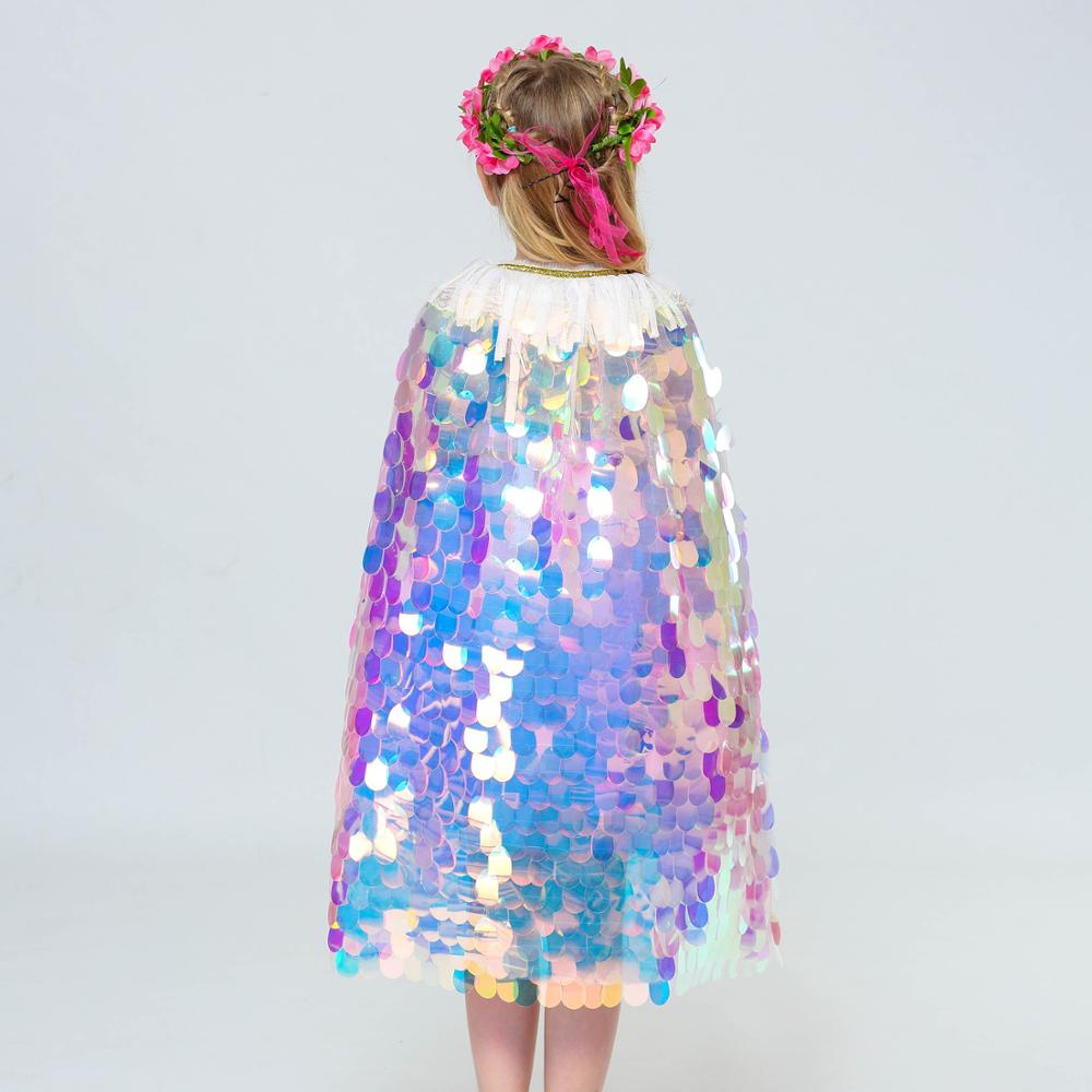 Cape Sirène Pailletée Pour Fille 3-8 Ans - Ensemble Dress Up Princess Cosplay Avec Accessoires