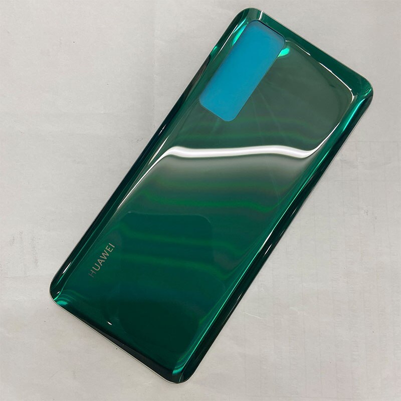 6.53 "coperchio della batteria per Huawei Nova 7 5G custodia posteriore in vetro porta posteriore con obiettivo della fotocamera + adesivo adesivo JEF-AN00 NX9 AN20: no lens green