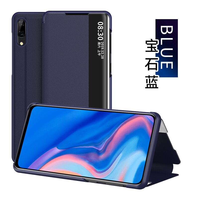 Anzeigen Smart Flip Fall Für Huawei P20 Lite P 20 P20Lite EML-L09 ANE-LX1 fundas Luxus original Magnetischen Halter Leder Telefon abdeckung: P20 / Blue