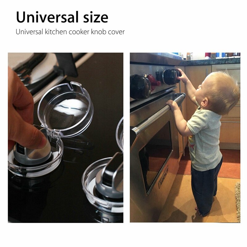 4Pcs Universal Kitchen Stove Knob Covers Protection Locks Clear for Child Safety