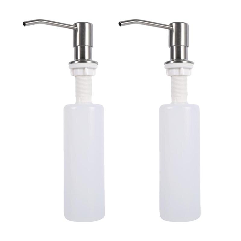 2pcs 300ml Sink Liquid Soap Bottle Dispenser Detergent Pump Bottle Essence Dispenser Washbasin Supply For Kithcen Bathroom White