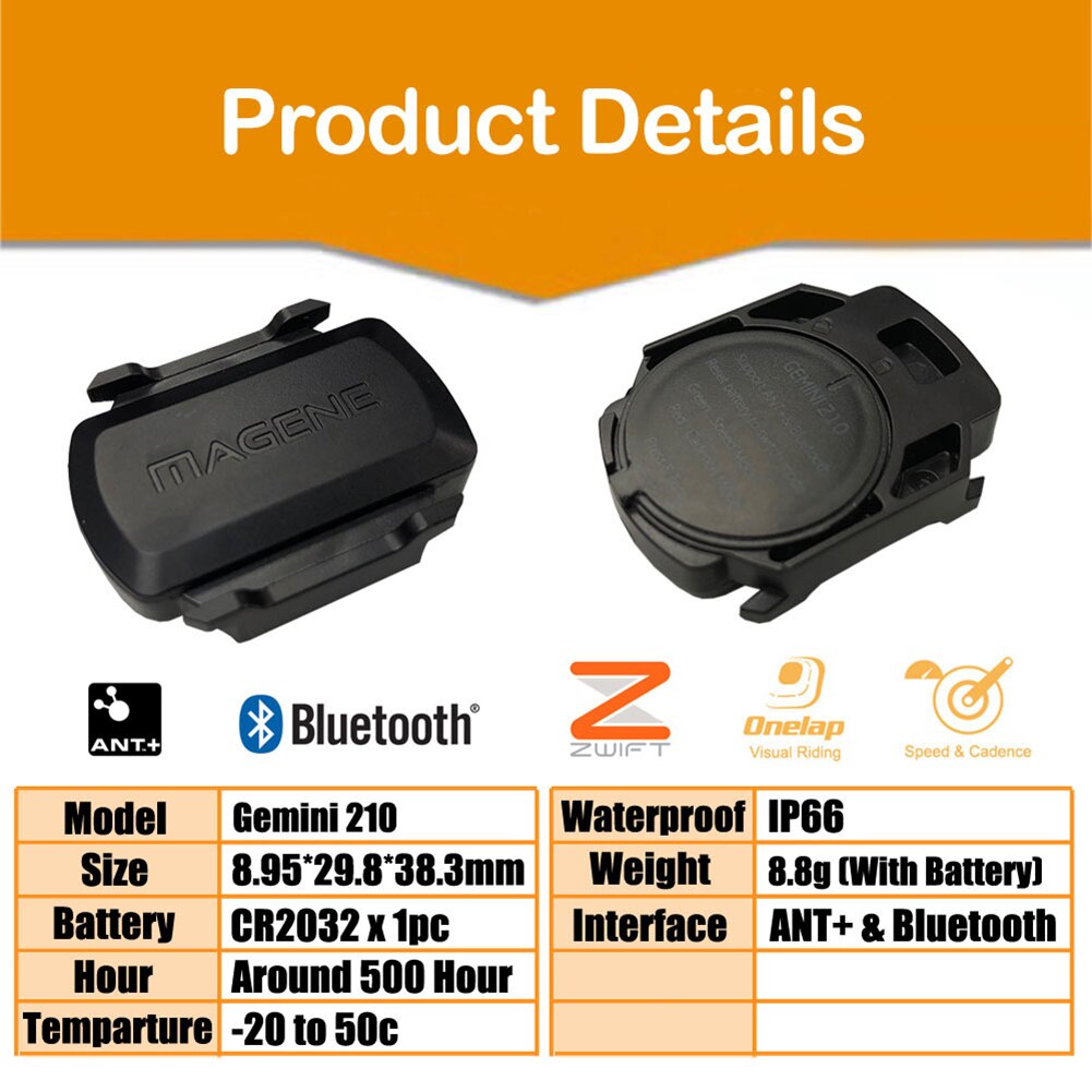 Computer Speedometer Gemini 210 S3+ Bluetooth ANT+ Speed Cadence Sensor for Garmin Bryton Bicycle Bike Computer