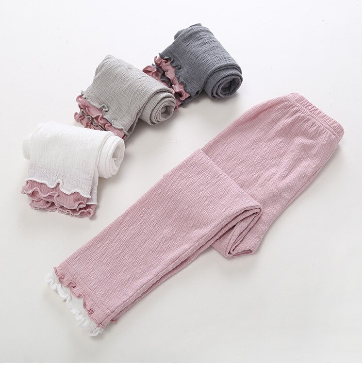 2022 Plain Pink Summer Girls Pants and Leggings Kids Ankle Length 1 2 3 4 5 6 7 8 Years Old Kids Clothes OKL194006