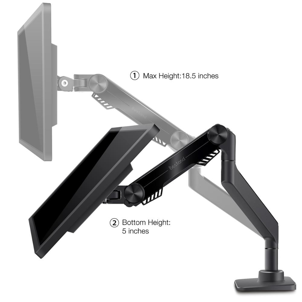 Soporte de Monitor de un solo brazo Premium para montaje de Monitor giratorio de movimiento completo de escritorio para LCD LED de hasta 17 -27 pulgadas accesorios de aluminio para pantalla