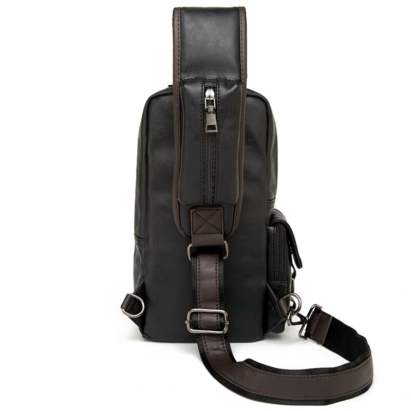 neue Leder Männer Schulter Tasche Trend Herren Umhängetasche Tasche Schwarz Brust Pack lässig Männer Brust Taschen PT1212