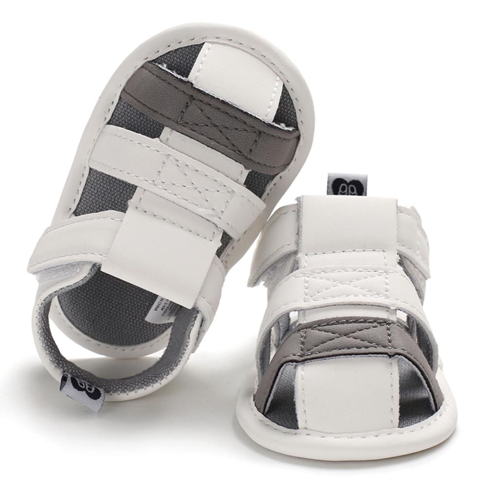 Summer Baby Boys Pu Leather Anti-Slip Breathable Sandals Mixed Color Shoes Toddler Soft Soled Garden Shoes Beach Shoes: White / 13-18 Months