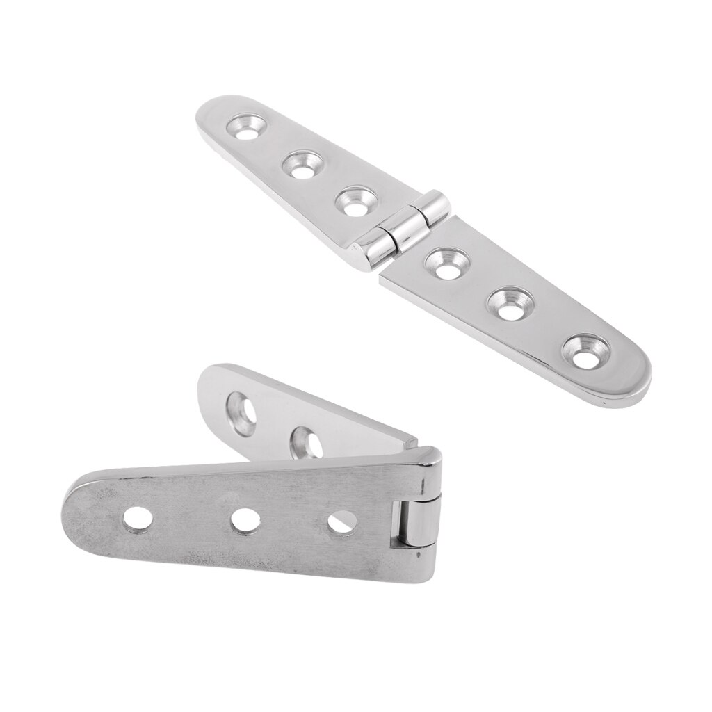 2 Pieces Marine Grade Heavy Duty Stainless Steel Strap Hinge 6'' x1'' Thickness 4mm, Silver