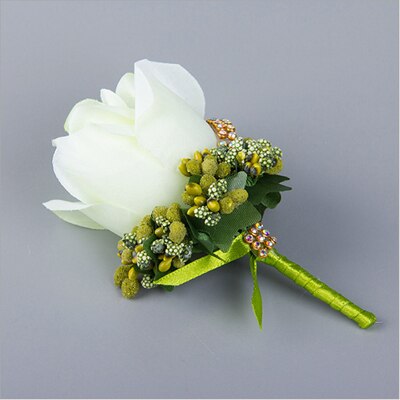 Corsage de mariage fait main avec des fleurs artificielles en soie, avec une broche pour homme, 1 pièce: Color 10