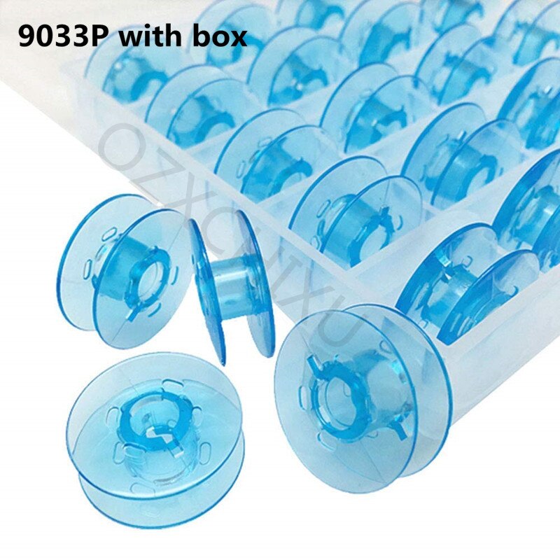 Carretes de plástico transparente para máquina de coser, 25 bobinas con caja de almacenamiento de hilo, accesorios de costura para el hogar, herramientas de costura, 1 Juego por lote: 12