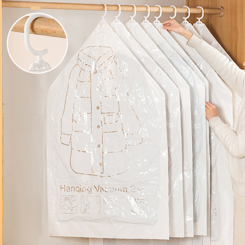 Compressed Bag Closet Hanging Organizer Vacuum Bag for Clothes Storage Bag with Hanger Space Saving Saving Seal Bags Wardrobe