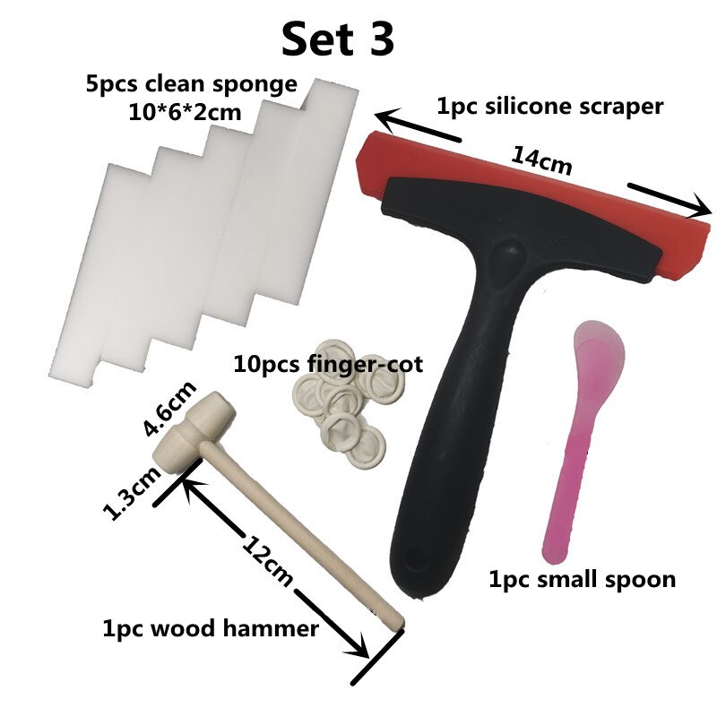 DIY Mosaic Tiles Tool Set Multiple Optional Sponge Trowel Silicone Strrier Plastic Scraper Wooden Hammer Finger-Cot Clean Sponge: Set 3