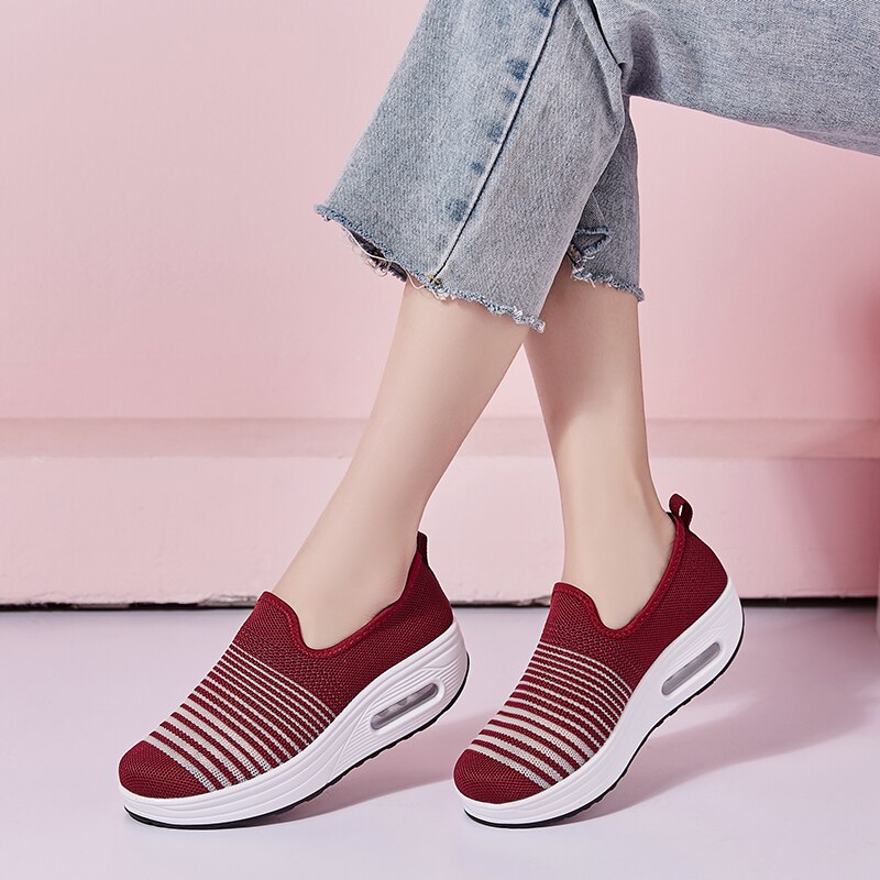 Wedge Shoes For Women Summer Hollow out Slip On Swing Shoes Women Sneakers Damping Casual Shoe Brand Minika Summer