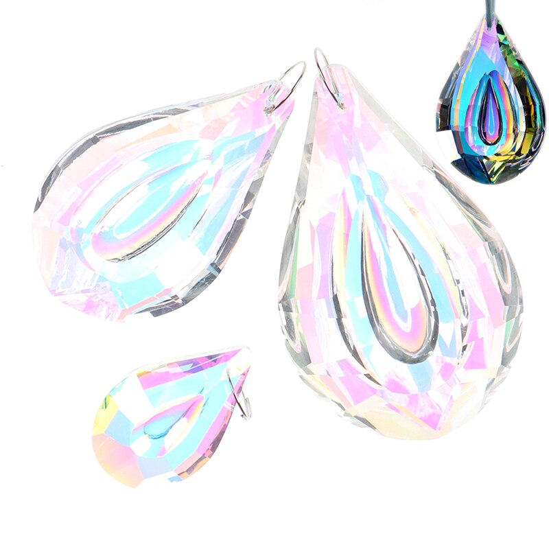 38/63/76mm Kleurrijke Suncatcher Art Glas Druppels Kroonluchter Hanglamp Lamp Deel Opknoping Prisma Crystal DIY hanger Onderdelen