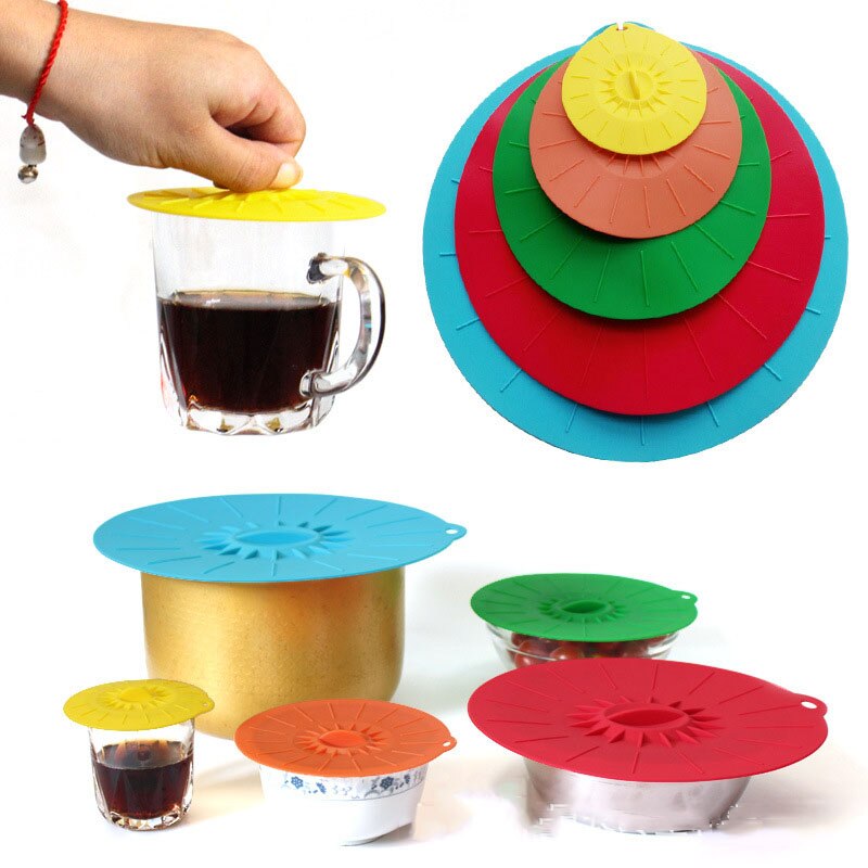Cuenco de silicona para microondas, cubierta fresca para comida, olla, tapa de sartén, tapón, cubiertas reutilizables de silicona