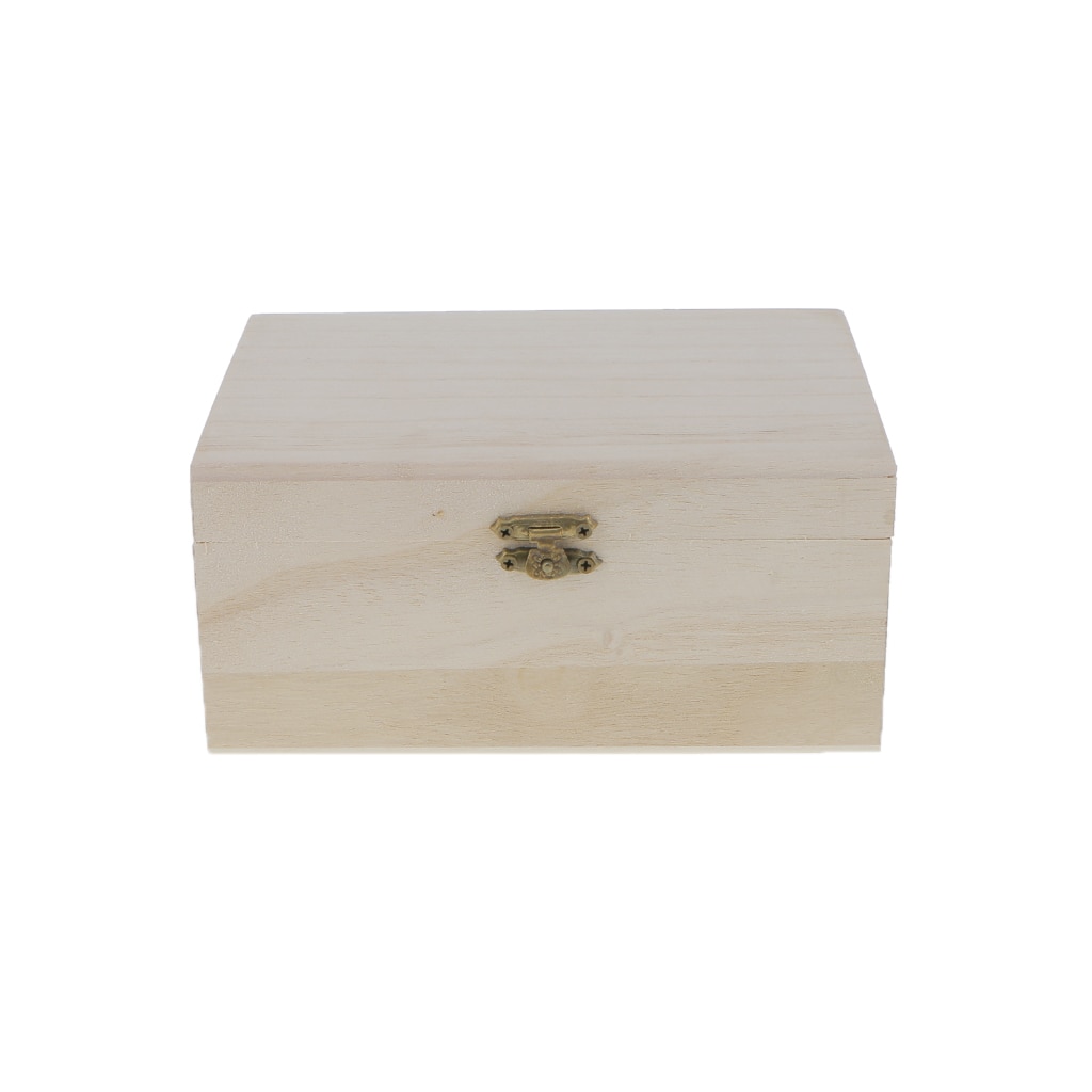 Plain Unfinished Wooden Jewellery Box Keepsake DIY crafts for Necklace, Bracelet, Earrings, Watch 17.5 x 8 x 12.5 cm