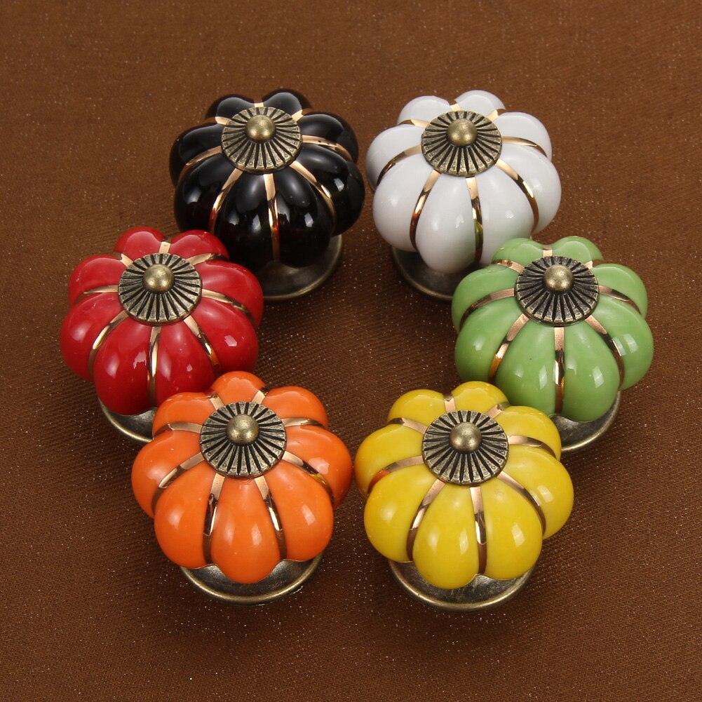 Keenkee Pompoen Keramische Keukenkast Knoppen Voor Dressoir Bureau Lade Kasten Deuren Meubels Pull Handvat Voor Deur