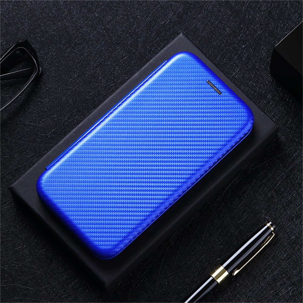 For Apple iPod Touch 5 6 7 Luxury Carbon Fiber Skin Magnetic Adsorption Case For Apple iPod Touch5 Touch6 Touch7 Phone Bag: Touch 5 / blue