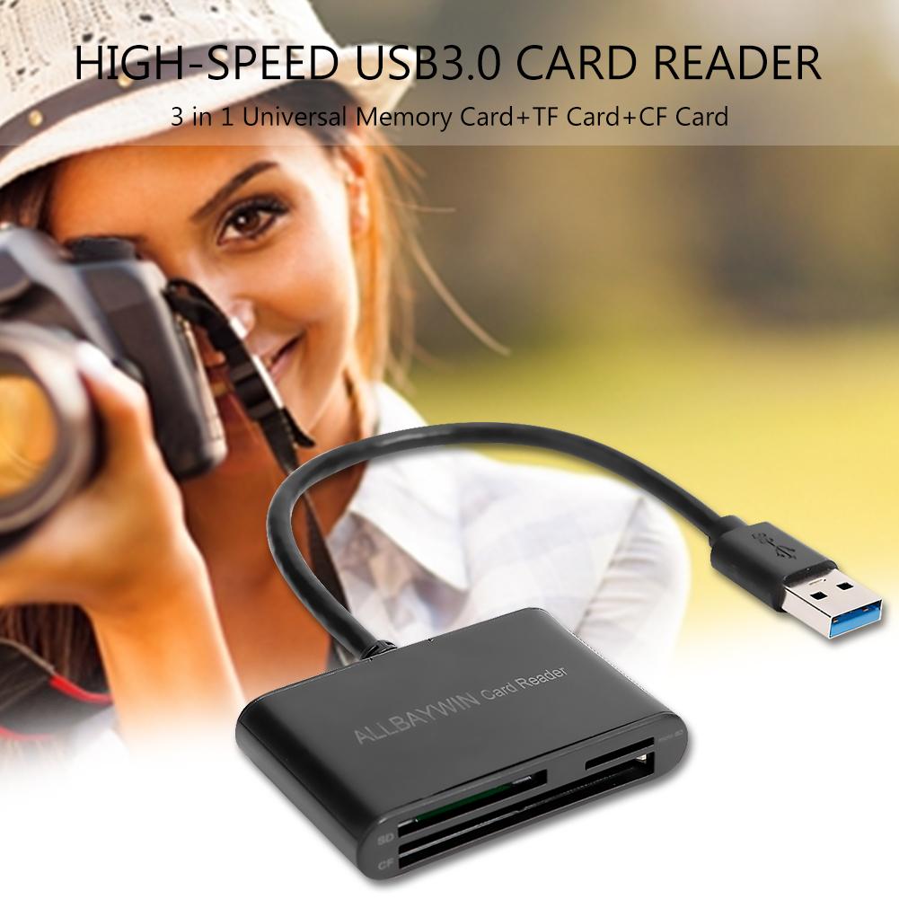 High-speed mini USB3.0 card reader 3 in 1 universal memory card TF card CF card support swap safe and reliable