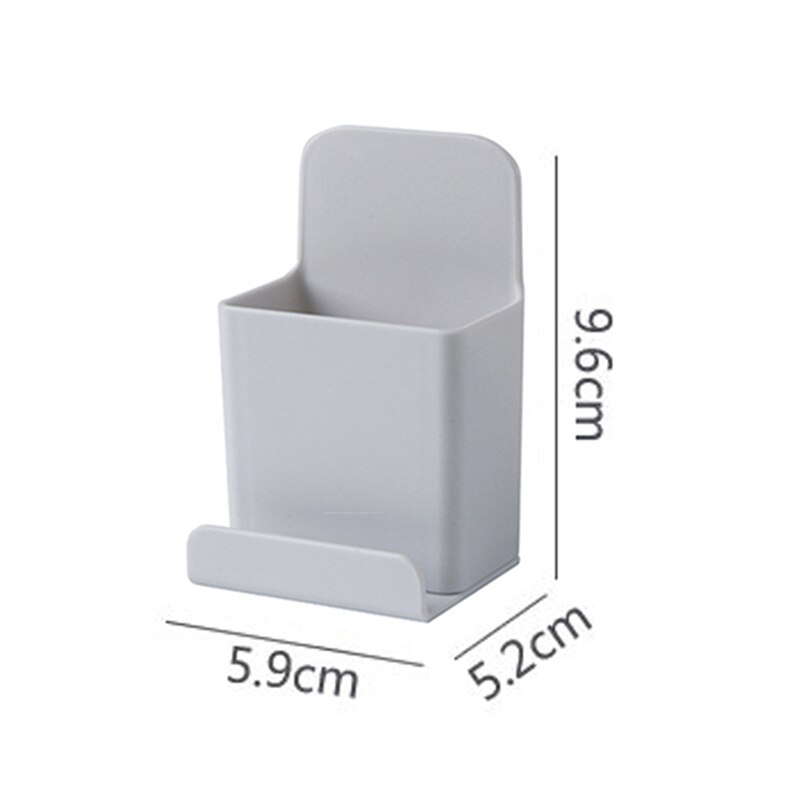 Round/ Square Wall Mounted Remote Storage Box Portable Home Device Remote Control Storage Box Organizer ABS Desktop Phone Shelf: Gray S