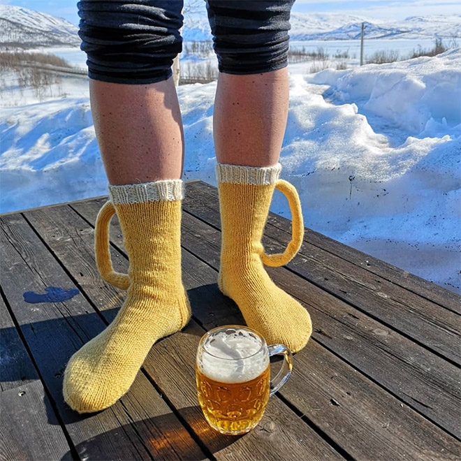 Calcetines de jarra de cerveza en 3D para hombre y mujer, calcetín cálido de invierno, de Navidad, novedad