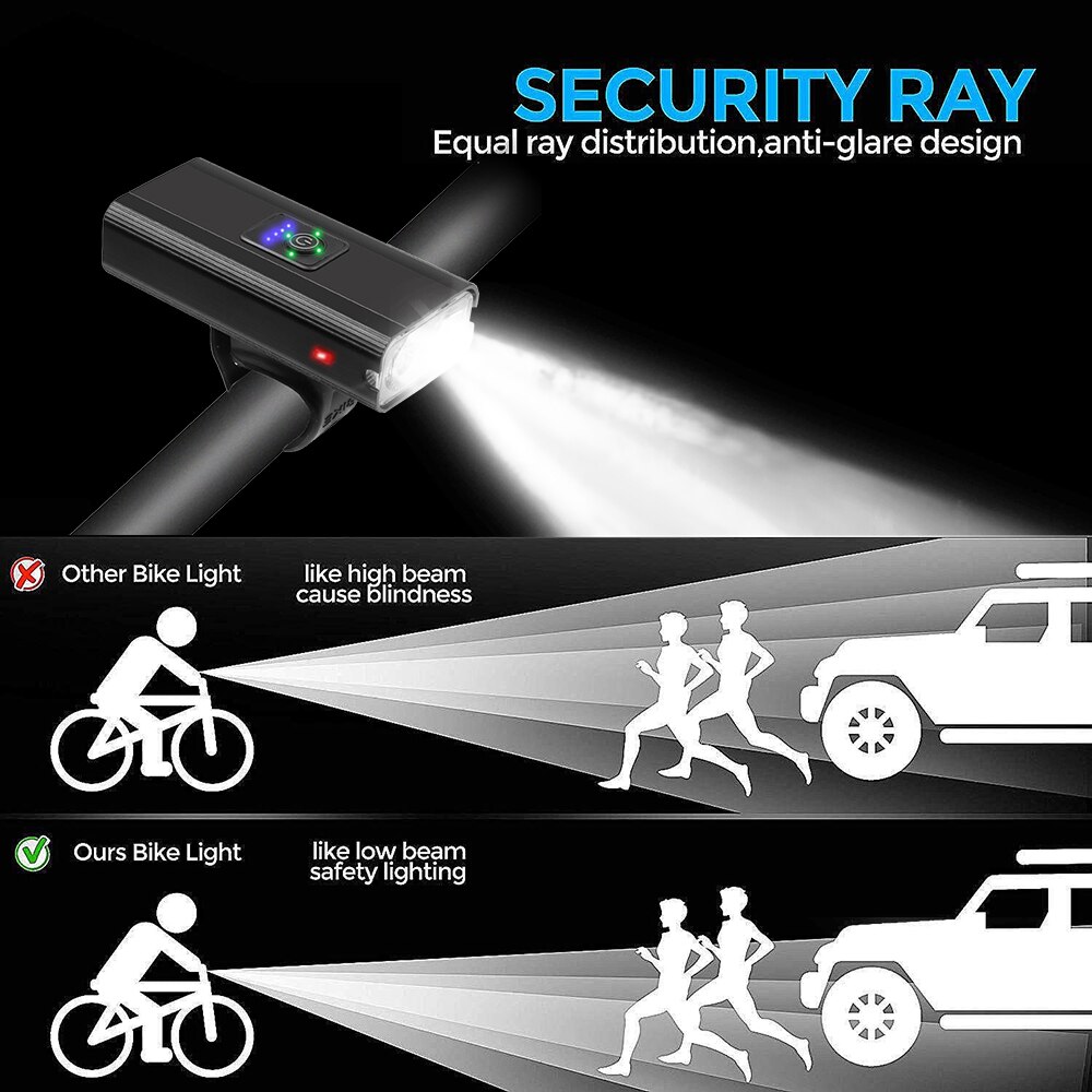 Wasserdichte Fahrrad Licht Super Helle T6 LED Fahrrad Lampe USB Aufladbare Radfahren Vorderseite Lampe 4000 MAh Reiten Anti-Blendung scheinwerfer