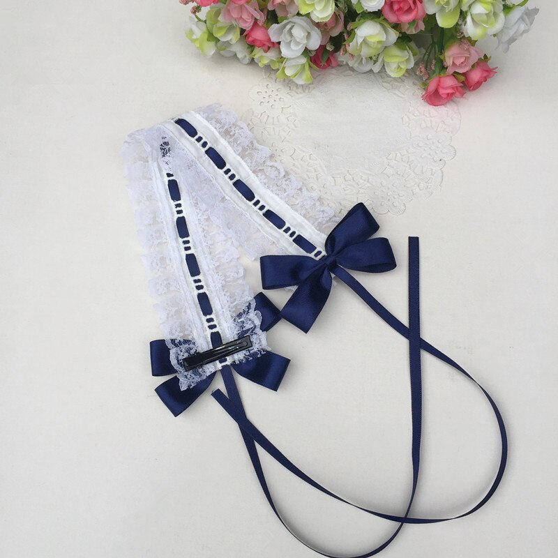 Lolita coiffe japonaise douce fille cheveux décoration douce dentelle Lori cheveux avec KC ruban sombre noeud: Navy