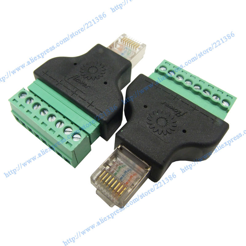 RJ45 connector RJ45 to Screw Terminal Adaptor RJ45 Male to 8 Pin connector RJ45 splitter for CCTV DVR