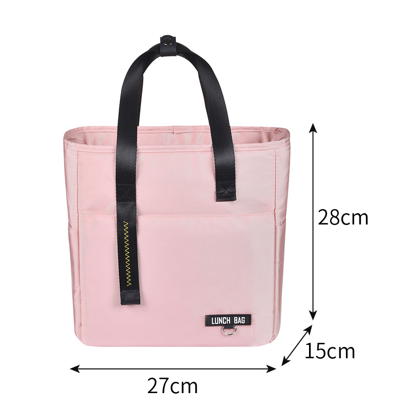 Borsa termica addensata impermeabile in tessuto Oxford fodera in PEVA scatola di ghiaccio borsa da pranzo per ufficio per ufficio isolamento termico impacco di ghiaccio portatile: 27x15x28 Pink