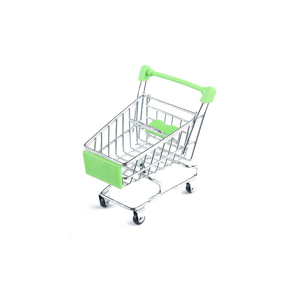 Eco-vriendelijke Kids Miniatuur Mini Shopping Trolley Simulatie Boodschappen Speelgoed Spelen Meisjes Speelgoed Voor Kinderen Telefoon Houder: Licht Groen