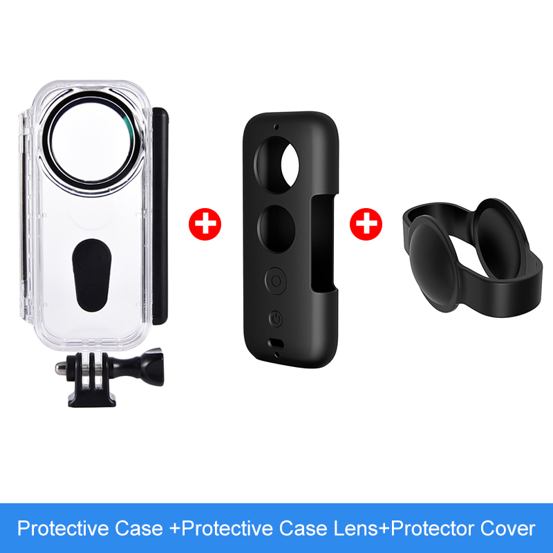 Waterproof housing shell for insta 360 one x, diving case, insta 360 diving protective cover for insta 360 one x camera accessories: Black 3 in 1