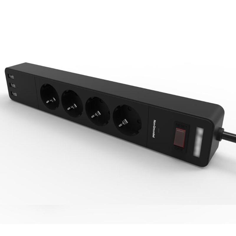 Eu Power Strip Met 4 Outlets 3USB Poorten 1.8M Verlengsnoer Overspanningsbeveiliging Eu Plug Outlets Elektrische Socket