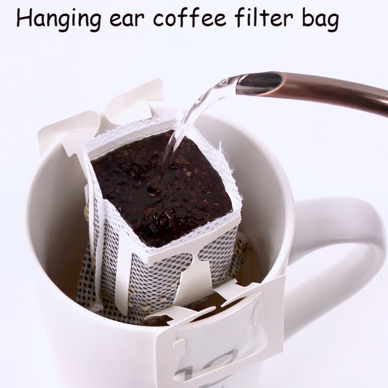 50 Stks/pak Wegwerp Koffie Fliter Zakken Draagbare Opknoping Oor Stijl Koffie Filters Milieuvriendelijke Papieren Zak Voor Espresso Koffie