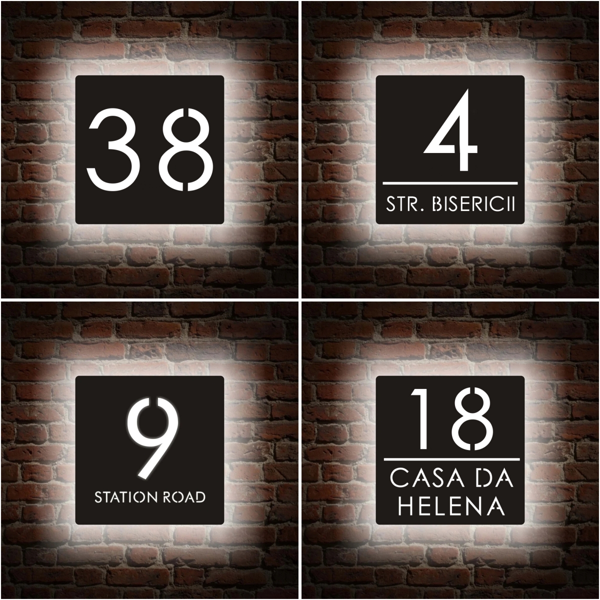 Home Custom House Number Sign LED Light Plate Number Box 3D Illuminated Square Acrylic Name Address Outside Door Plaque Decor