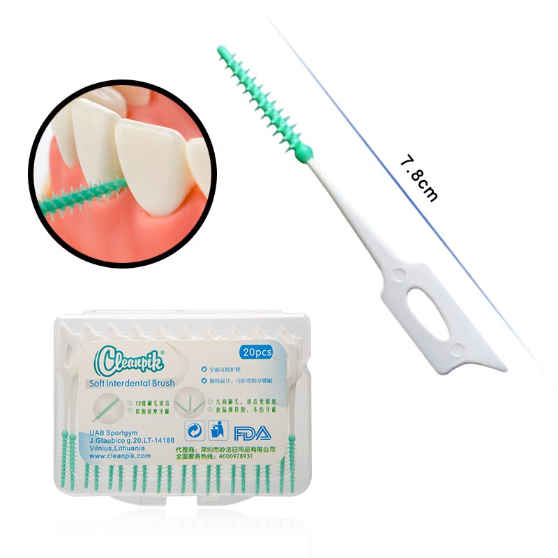 20 stk/kasse bærbare bløde tandstikkere interdentalbørster tænder stick sikkerhedsengangstænder rengøring tandtråd mundpleje værktøj: 01 20 stk