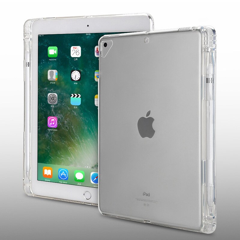 Case For iPad 10.2 MiNi 2 3 4 5 Clear Soft TPU With Pen Holder Case For iPad 9.7" Pro 10.5 Air 4 3 2 Back Cover