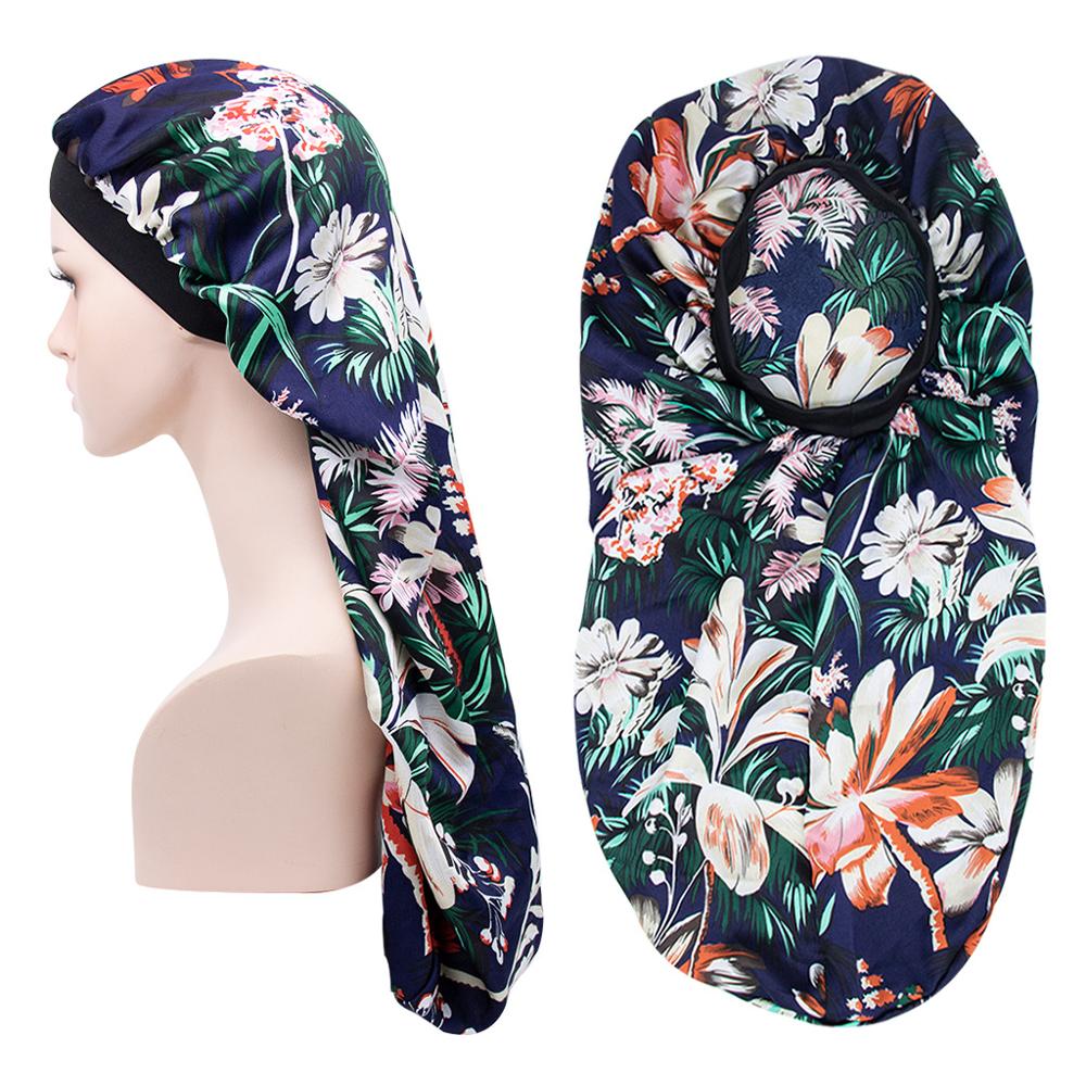Lange mutsen voor vrouwen, afrikaanse tulband, hoofddoek, slaapmuts, satijnen zijdeachtige print, haarmuts, vlecht, slouchy hoed, tb -83a