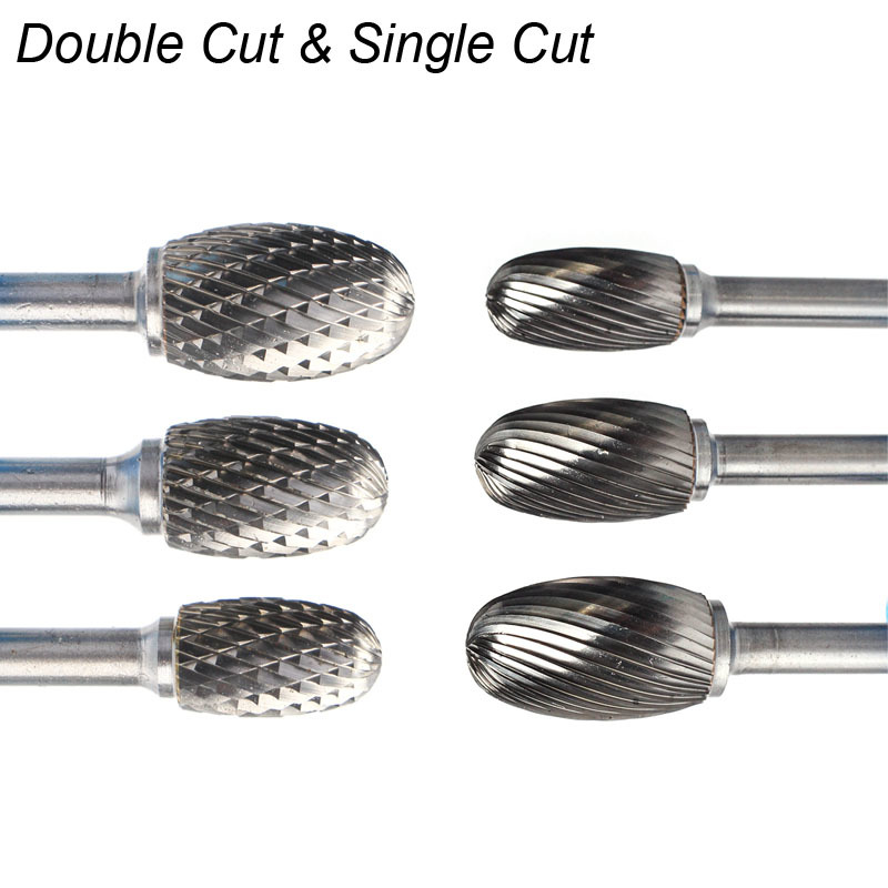 Oval Shape E 6mm 1/4 Shank Mould Carving Tools Tungsten Carbide Rotary File Burr Milling Cutter CNC Engraving for Metal Steel