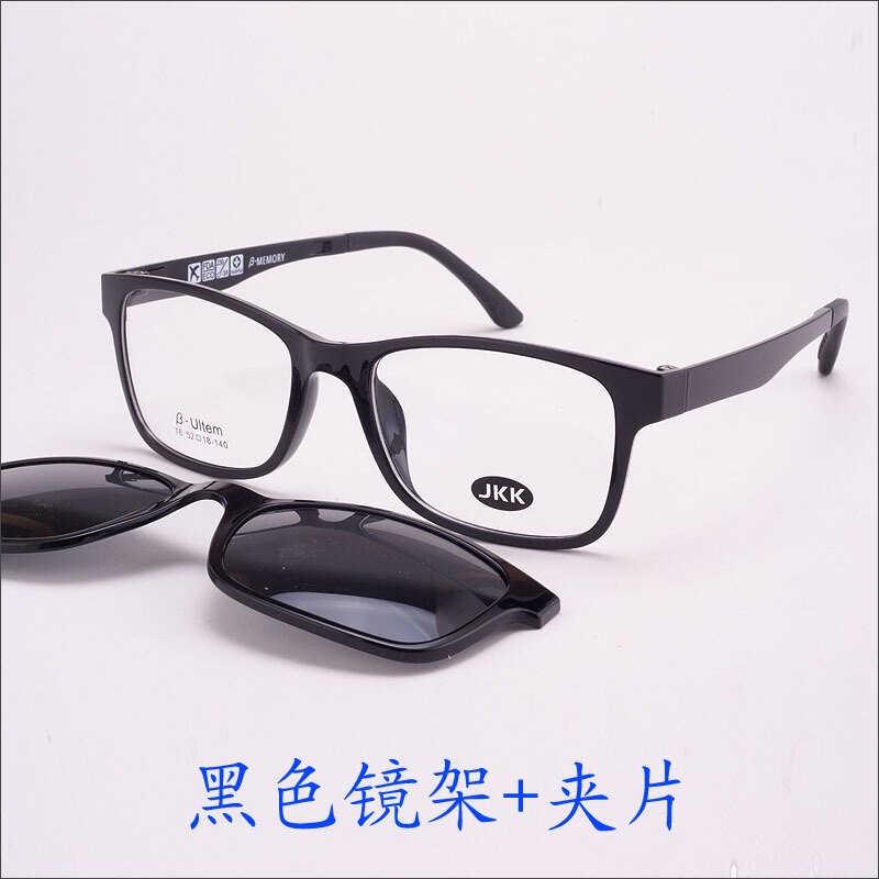 Glazen Frame Voor Vrouwen Met Magneet Gepolariseerde Clip Zonnebril Ultem Bril Volledige Velg Recept Bril Uv400 Zachte Tempels: Black