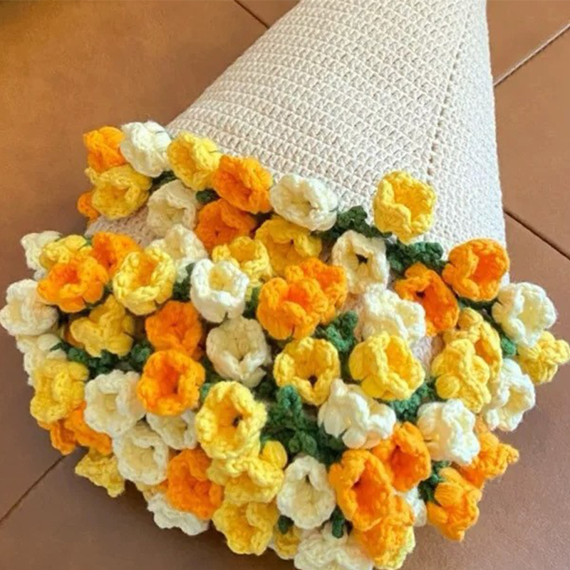 Hand-woven DIY Rose Bouquet Blanket Material Package Wool Crochet Tool Set Creativity Romantic Handmade: Navy