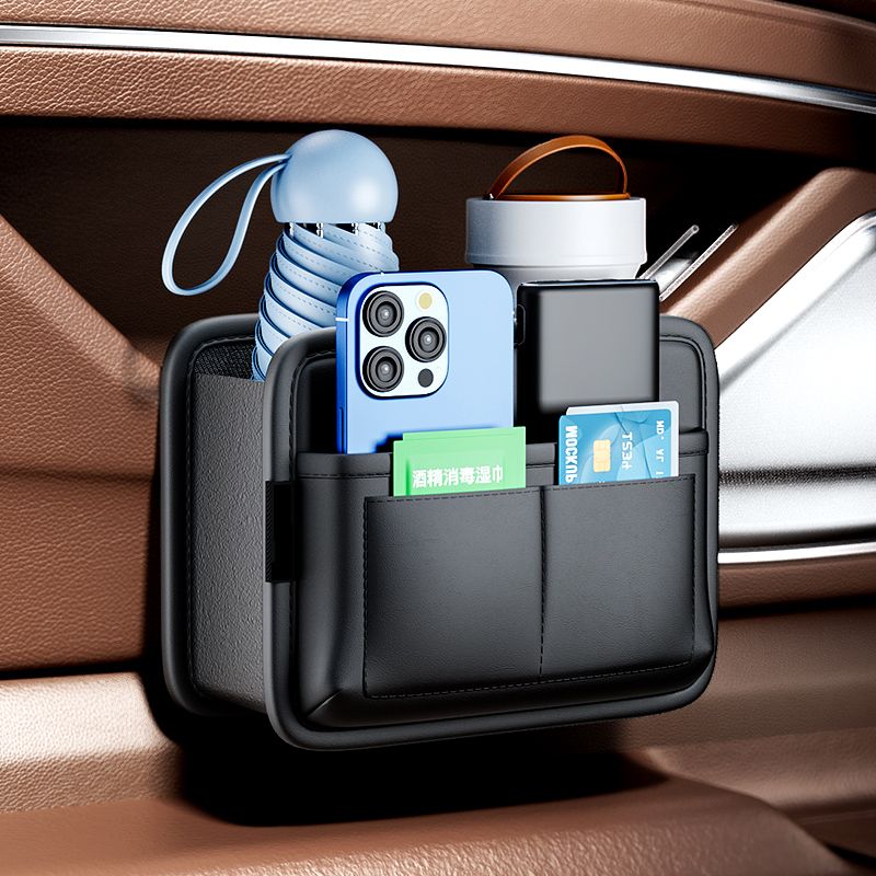 Auto Tür Lagerung Kasten PU Leder Telefon Karten Beutel Multi-tasche Auto Sitz Zurück Hängen Organizer Kleine Mülleimer Behälter zubehör
