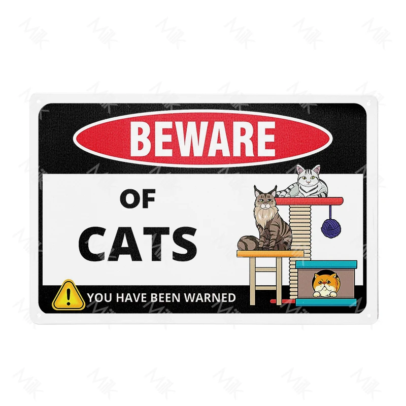 Vorsicht vor Katzenschild – Aluminium – Katzen-Türschilder – Attacke Katze-Schild – niedliche Katzen-Warnschilder für Katzen, Kätzchen-Liebhaber, Zuhause, Zimmer: L / Goldene
