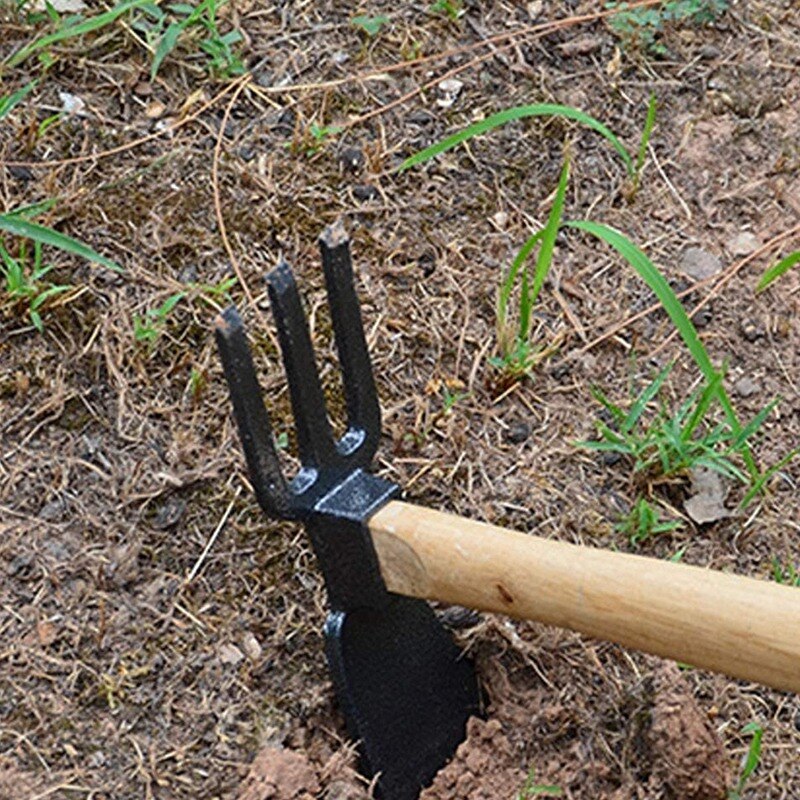 Herramienta con asa de madera para jardinería, azada para el hogar, jardín, agricultura, plantación de flores, herramientas de mano