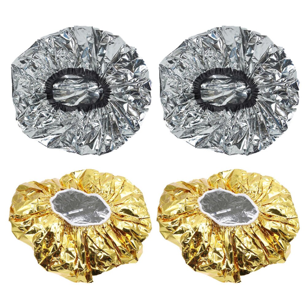 4pcs Hairdressing Cap Aluminum Foil Waterproof Elastic Disposable Hair Coloring Caps Hair Styling Cap Salon Cap for Lady: Default Title