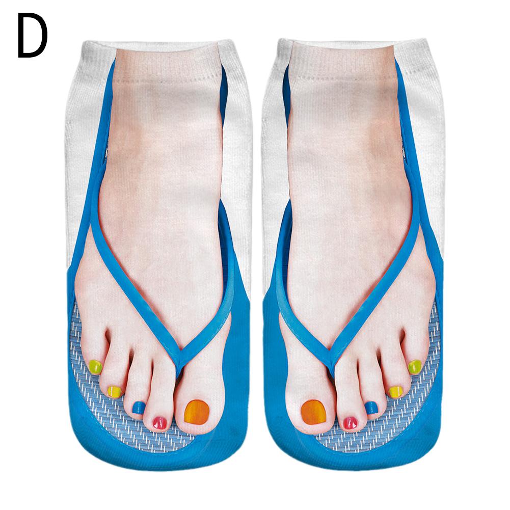 1 Pair 3D Printing Pattern Flip Flop Socks Funny Socks for Women Flip-flop Ankle Socks Low Cut Floor Socks Hosiery Novelty: SKY BLUE