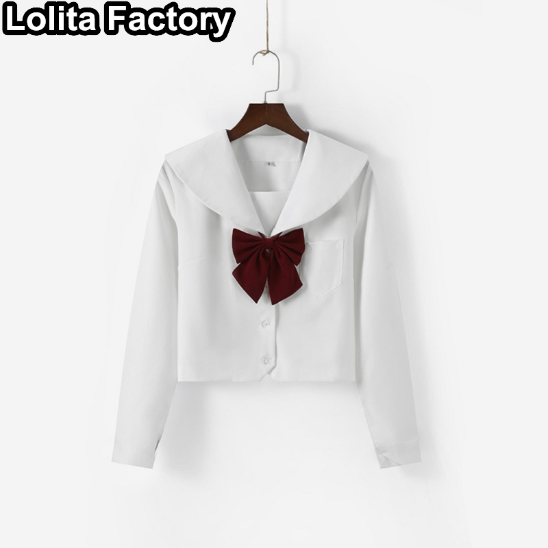 Japanese Women JK uniform red bow Short/long Sleeve School Uniforms For Girls College Sailor Pleated Skirt JK Sets Uniform