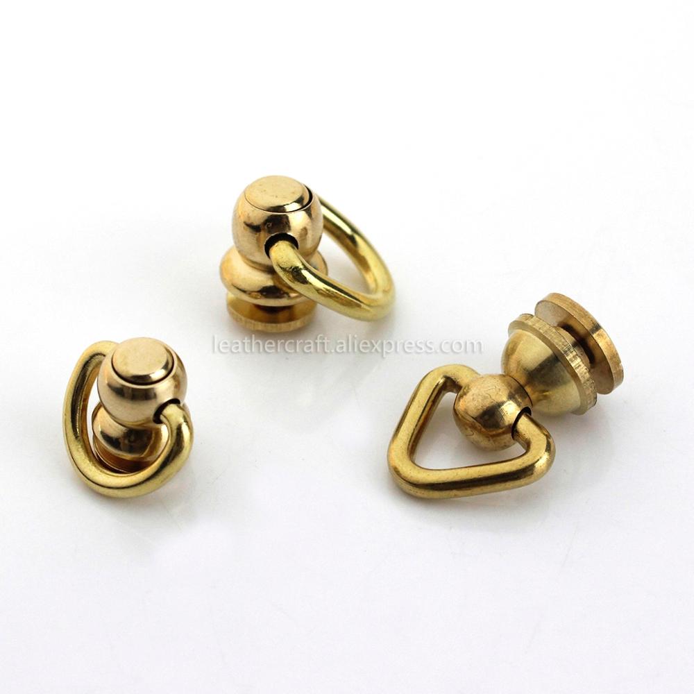 Rivets avec anneau en laiton, goujons de poteau, Rivet avec anneau en D, dos de vis à tête ronde, taches de clou pivotantes à 360 points, artisanat du cuir bricolage-même