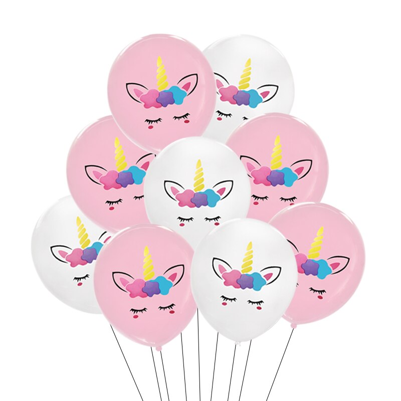 7 stk/parti regnbue enhjørning fest ballonger enhjørning bursdag dekorasjon nummer ballong barnebursdag fest baby dusj dekor globos: 5 rosa 5 hvite