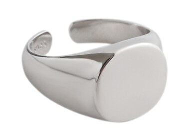 Fin .s 925 sterling sølv ring geometrisk rund flad vanddråbe minimalistisk stabelbar åbning justerbar sølv 925 ring: Cj070- et sølv
